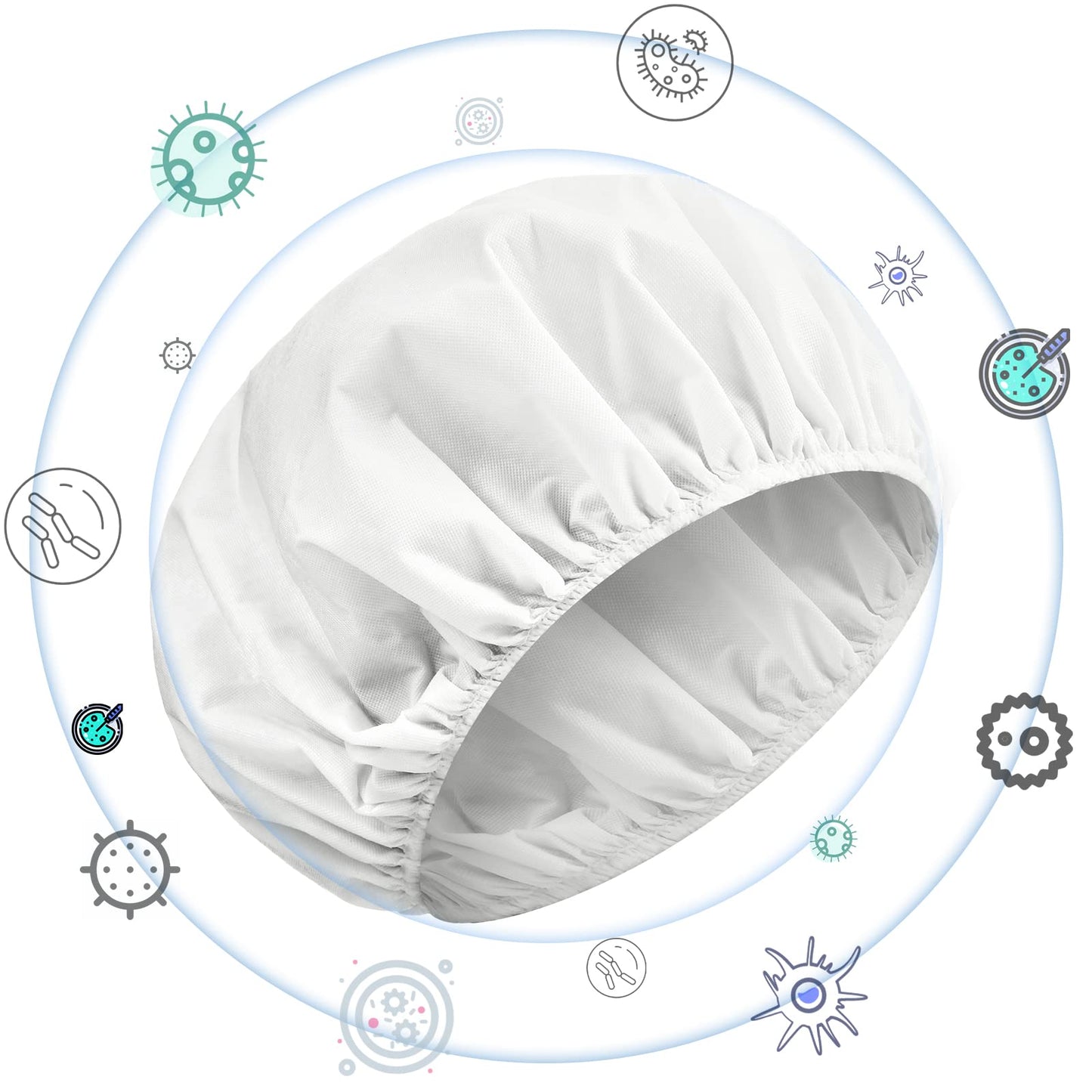 15 Pcs Waterless Shampoo Caps for Women Bedridden Patients Rinse Free Dry Hair Wash Caps Microwaveable Shower Cap Disposable Health Care Products Dementia Product for Elderly Bathroom Essentials White