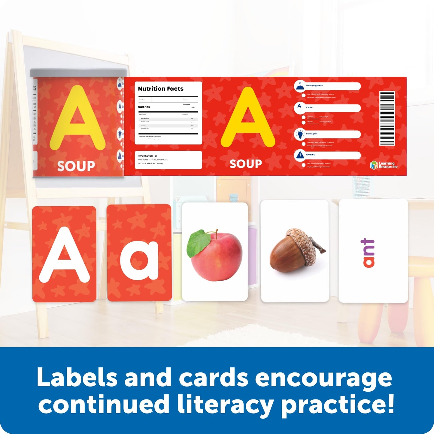 Learning Resources Alphabet Soup Sorters - Early Phonics Manipulatives, ABC Awareness Recognition, Reading Readiness, Language Development, Toddler Activities, Fine Motor Skills, Gifts for Kids