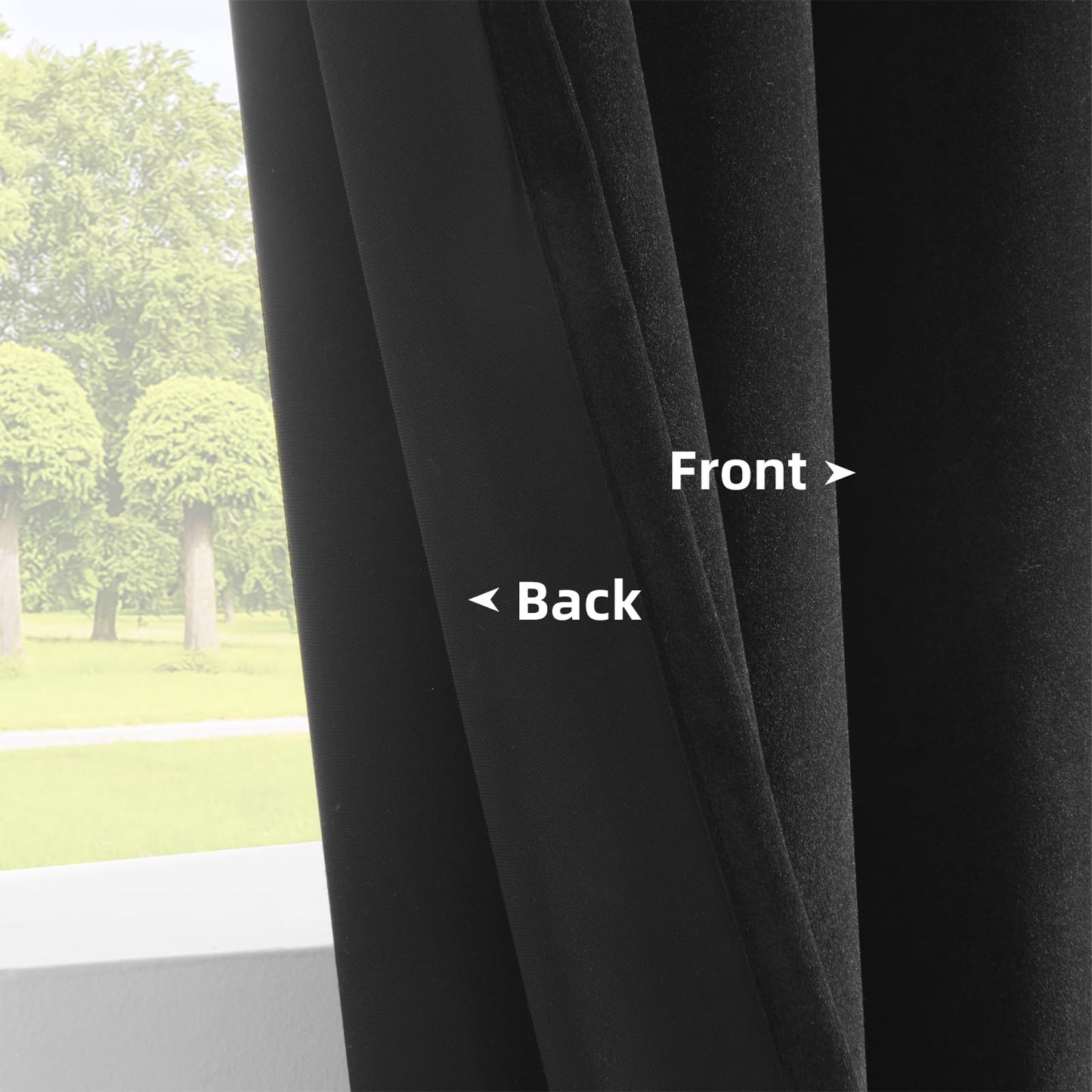 Joydeco Black Velvet Curtains 96 inch Length 2 Panels, Luxury Blackout Rod Pocket Thermal Insulated Window Curtains, Super Soft Room Darkening Drapes for Living Dining Room Bedroom,W52 x L96 inches