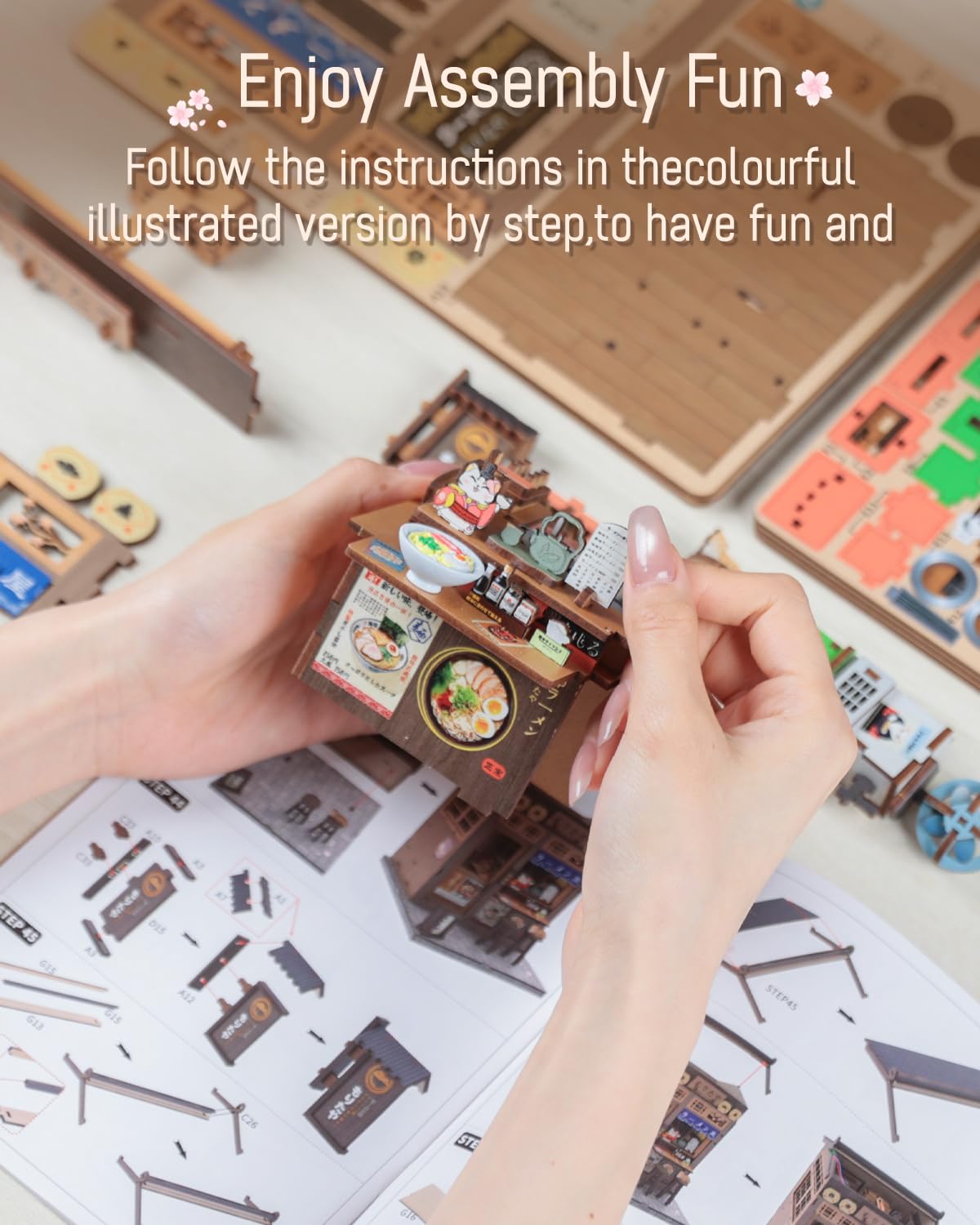 Cutefun Book Nook Kit - DIY Miniature House Kit for Adults, Japanese Tiny House Building Kit with LED, Dollhouse Kit Bookshelf Insert Decor Creative Gifts for Teens and Beginners (Morita Ramen)