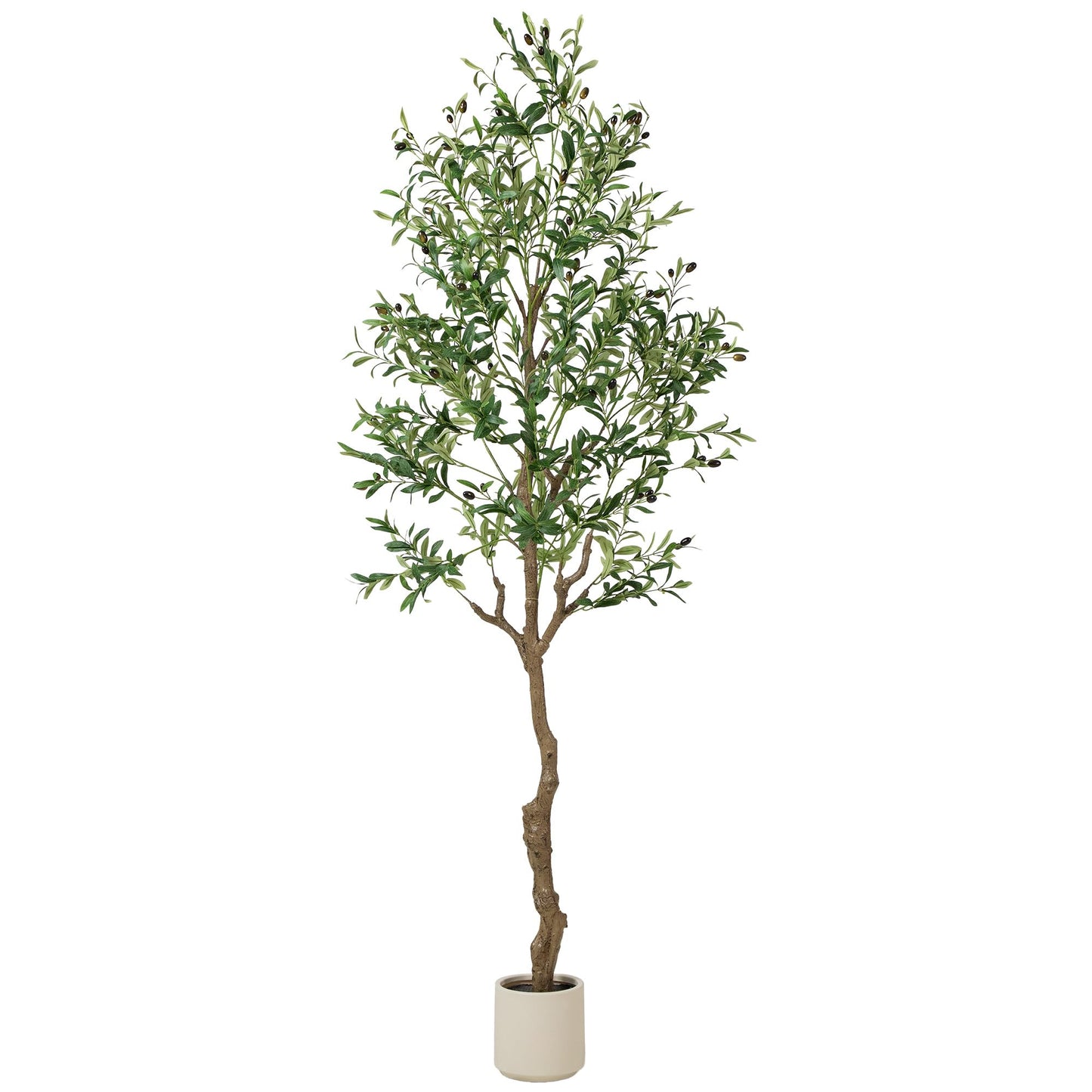 TreeTrip Olive Tree Artificial Indoor, 7 FT Faux Olive Trees with Planter, Fake Tall Plants with Natural Trunk and Lifelike Fruits for Home Office Decor(1, 7FT)