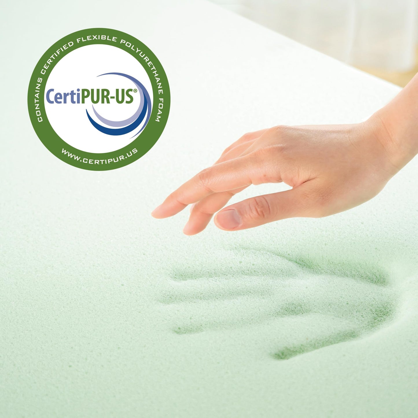 ZINUS 3 Inch Green Tea Memory Foam Mattress Topper, Pressure-Relieving Layer, Ideal for Back Pain Relief, Compact WONDERBOX Packaging, CertiPUR-US Certified, Full