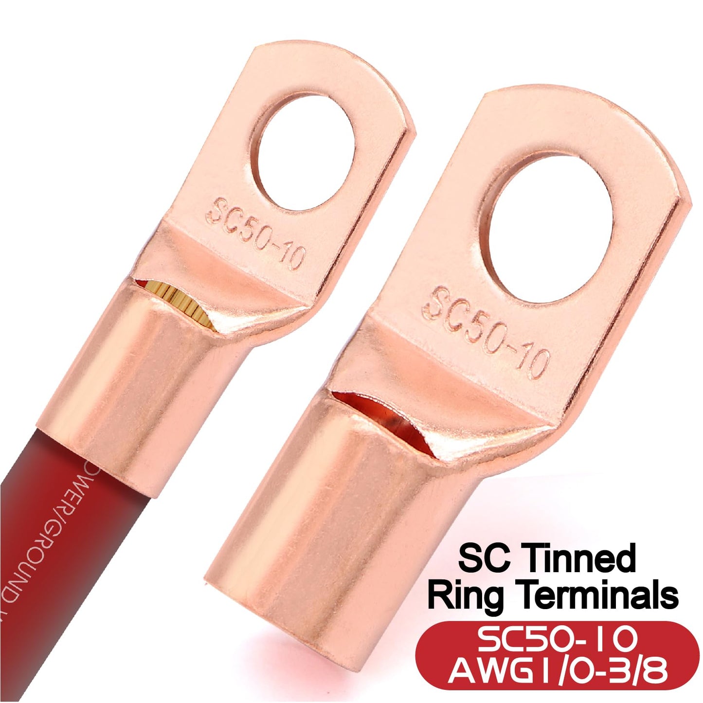 40FT 0 Gauge Wire Copper Clad Aluminum,1/0 Battery Cable,20pcs Lugs Terminal Connectors with 3:1Heat Shrink Tube for Amp,Inverter,Winch,Reducer,Starter,Solar Power,DC Wiring