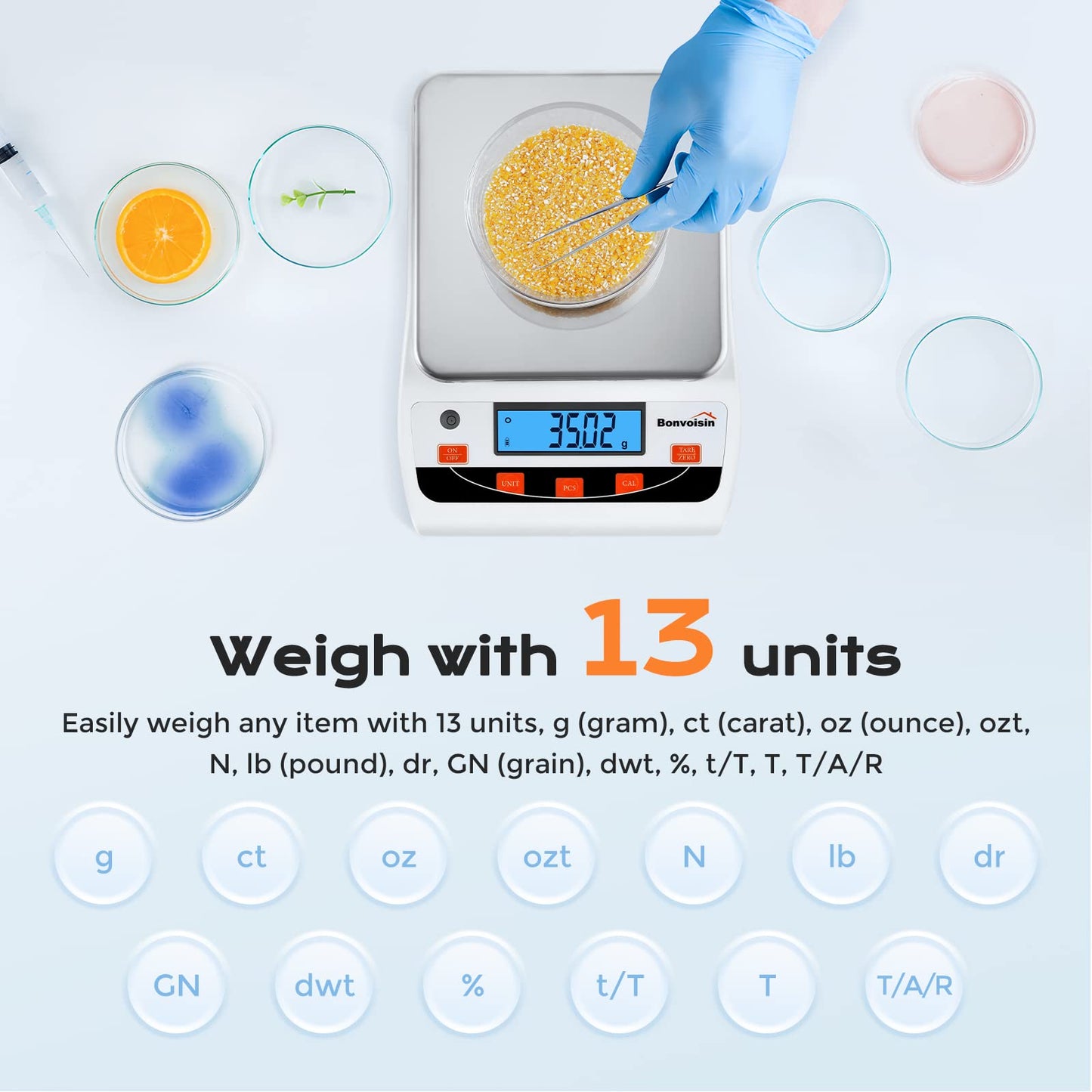 Bonvoisin Lab Scale 5000g/0.01g High Precision Laboratory Scientific Scale 0.01 Gram Accuracy Electronic Analytical Balance Digital Kitchen Jewelry Scale (5000g, 0.01g)