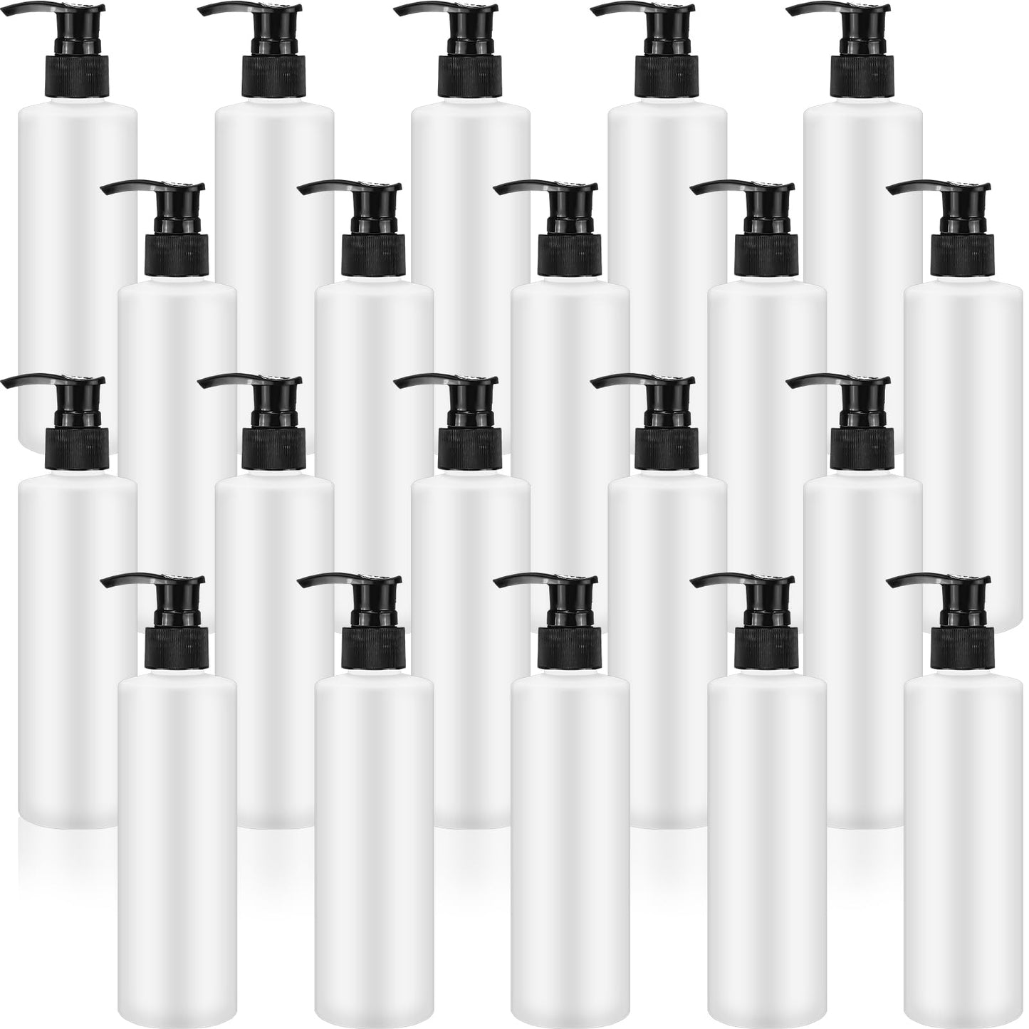 Thyle 20 Pcs Plastic Pump Dispenser Bottle 8 oz Refillable Plastic Pump Bottles Bulk Lotion Container Travel Lock Empty Lotion Bottle for Shampoo Massage Oil Dispensing Lotion(Black Pump Head)