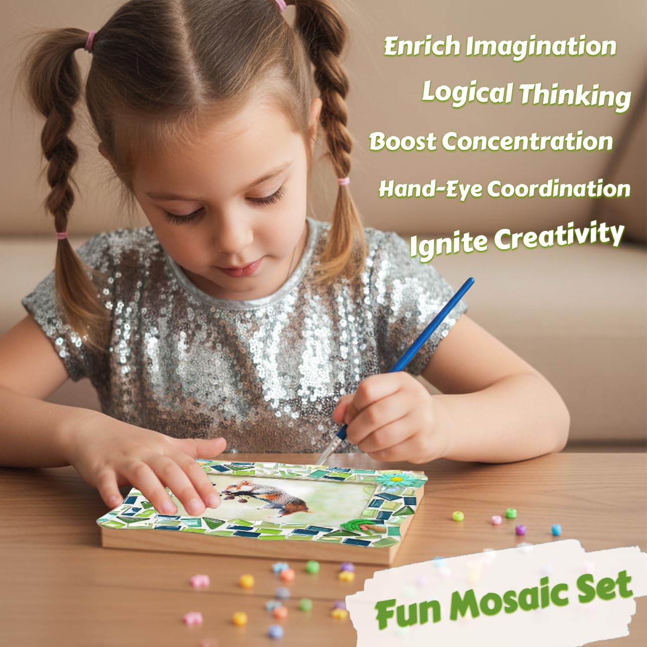 A&H Zier Masci DIY Picture Frame Craft Kit (3, Mixed Mosaic Tiles Style)