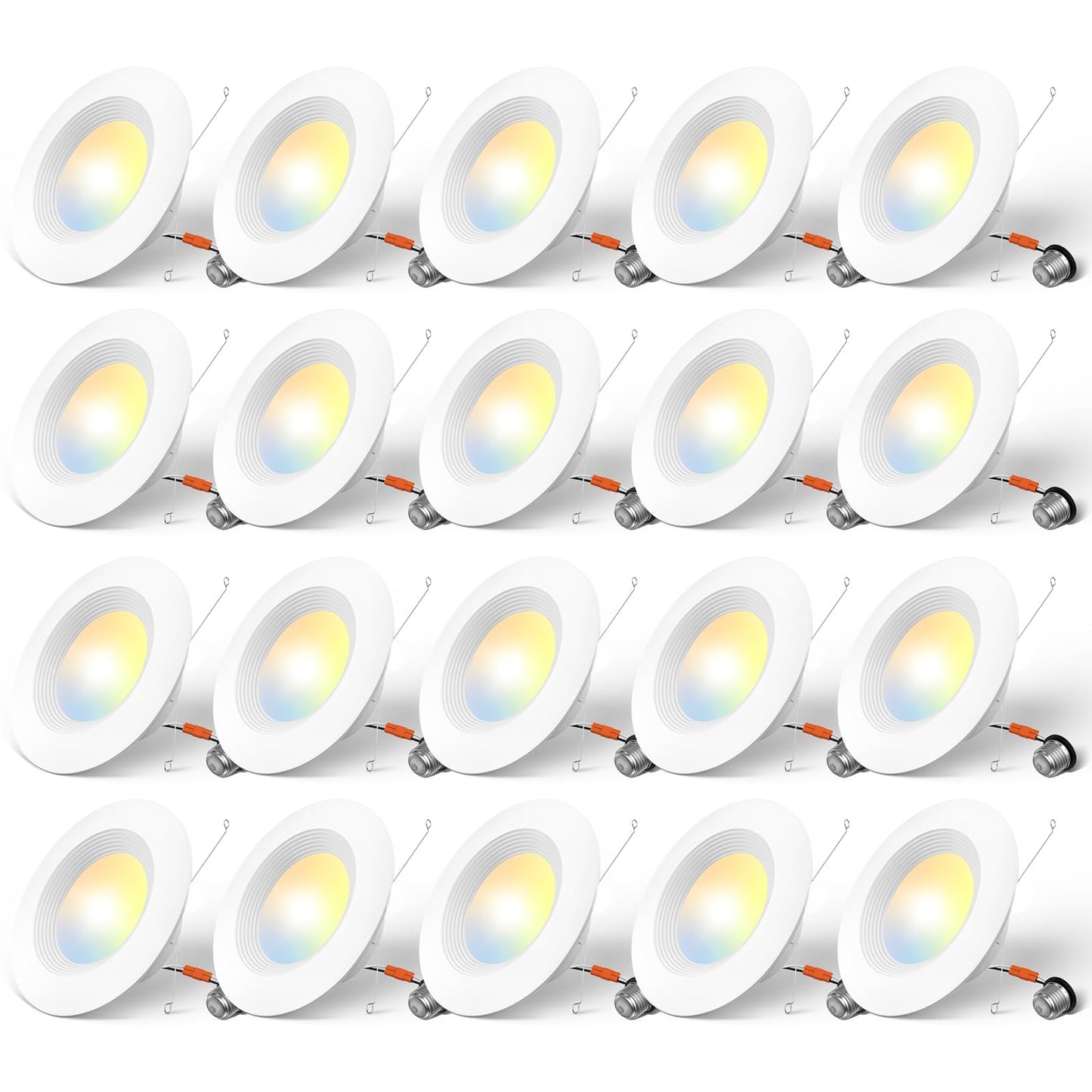Amico 5/6 inch 5CCT LED Recessed Lighting 20 Pack, Dimmable, IC Rated, 12.5W=100W, 950LM Can Lights with Baffle Trim, 2700K/3000K/4000K/5000K/6000K Selectable, Retrofit Installation - ETL & FCC