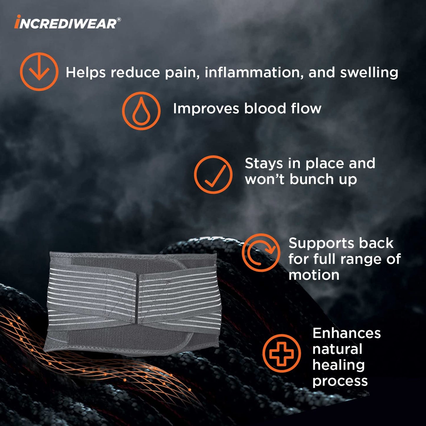 Incrediwear Back Brace - Back Support Brace for Back Pain Relief from Muscle Pain, Sciatica or a Herniated Disc, Everyday Lower Back Lumbar Support (Large)