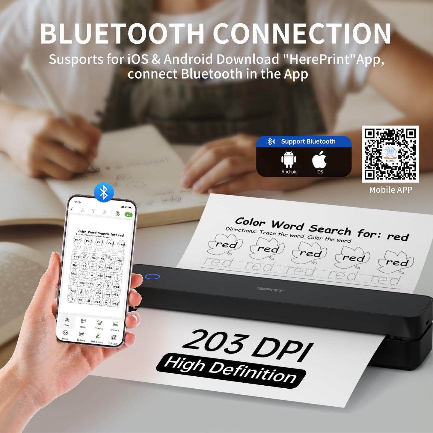 iDPRT Portable Printer Wireless for Travel, Inkless Bluetooth Thermal Printers for Home,Office,Vehicles,Supports 8.5" x 11" US Letter&A4 A5 Size,Compatible with Android and iOS Phones&PC