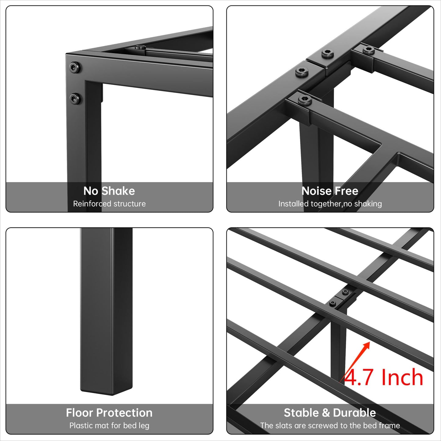 IDEALHOUSE 8 Inch Full Bed Frame No Box Spring Needed, Heavy Duty Metal Platform Bed Frame Full Size for Bedroom Easy Assembly, Noise Free, Black, Full