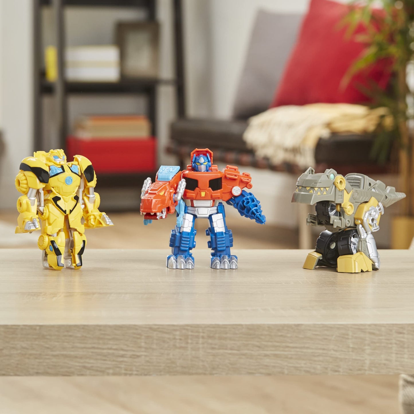 Transformers Primal Team-Up 3-Pack with Optimus Prime, Bumblebee, and Grimlock Converting Dinosaur Figures, 4.5-Inch Toys, Ages 3 and Up (Amazon Exclusive)