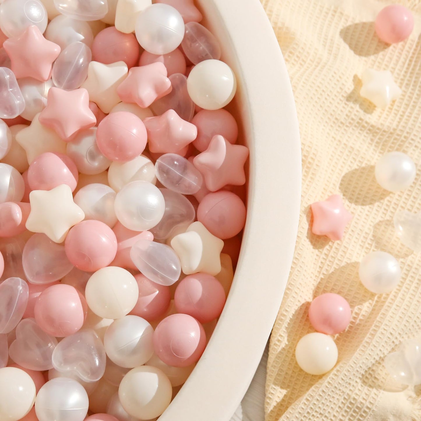 TRENDPLAY Ball Pit Balls Star and Heart Shapes for Toddlers - 200 Count Plastic Balls for Ball Pit Fun and Play, Pink Balls for Ball Pits