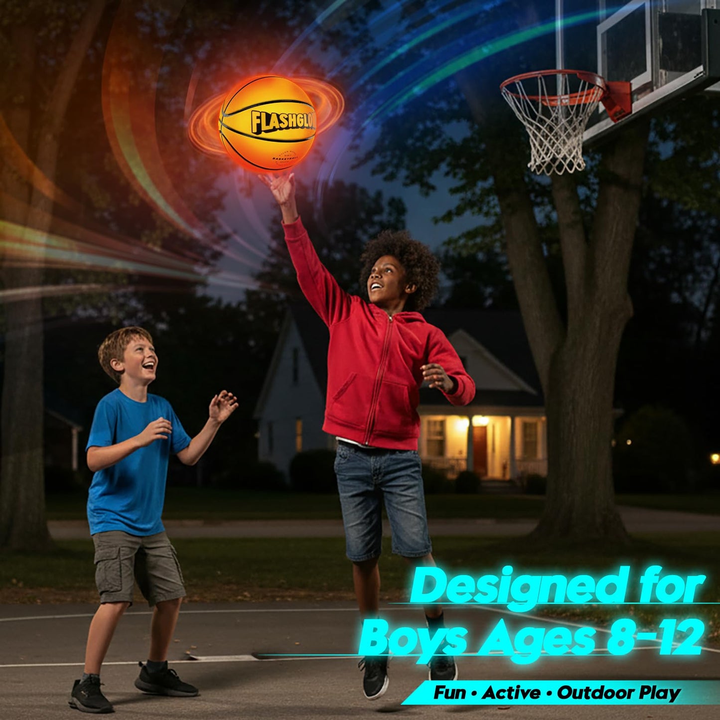 Light Up LED Basketball For Teen Boys: Cool Nighttime Ball Game Gifts For Birthday Christmas Easter – Glow In The Dark Sports Toy – Size 7 Outdoor Rubber Ball For Boys Girls Ages 8 9 10 11 12 13 14 15