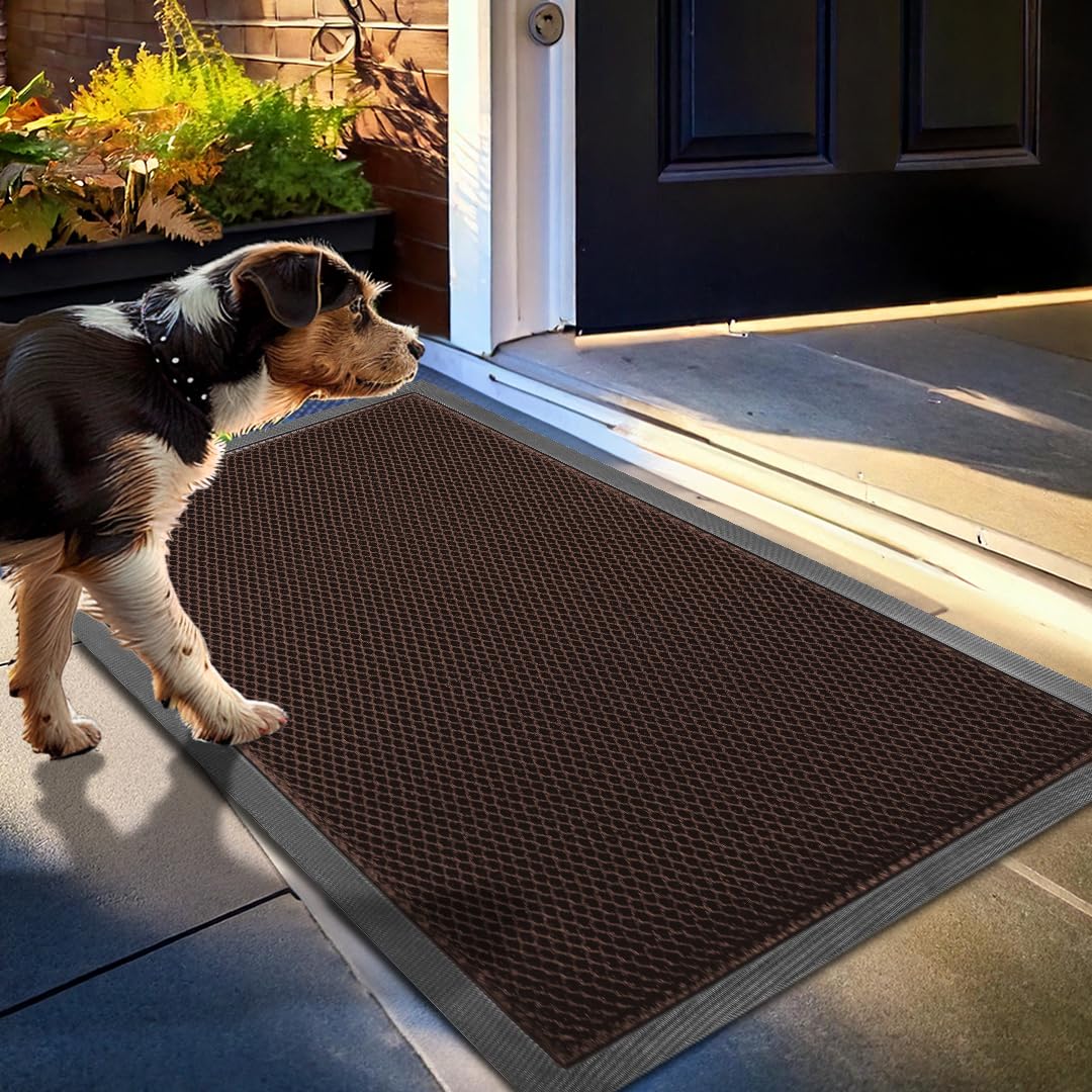 Muddy Mat® Meshy Mat™ Door Mat Heavy-Duty Quick-Dry Floor Mat, Sand & Dirt Trapper for Indoor & Outdoor, Ideal for Entrance, Mudrooms,Patios & Garages,Low-Profile,Non-Slip,Washable– Brown 23"x35"x0.4"