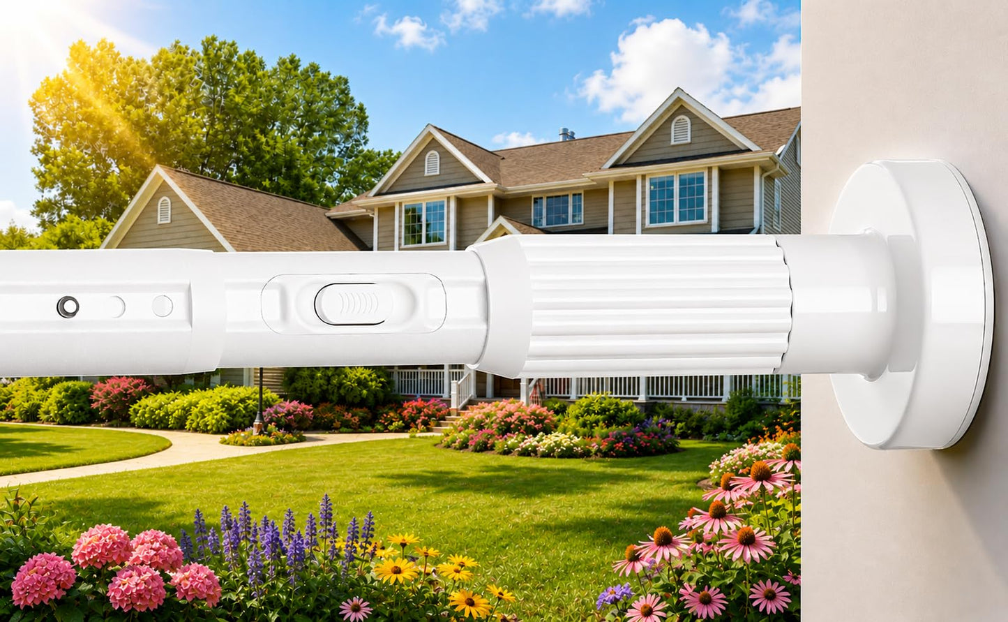 QINGYUN Extra Long No-Drill Tension Curtain Rod 40-166 Inches (4-14Ft), Heavy Duty Adjustable Rod for Outdoor Patio Curtains, Large Windows, Room Divider & Bathroom, White
