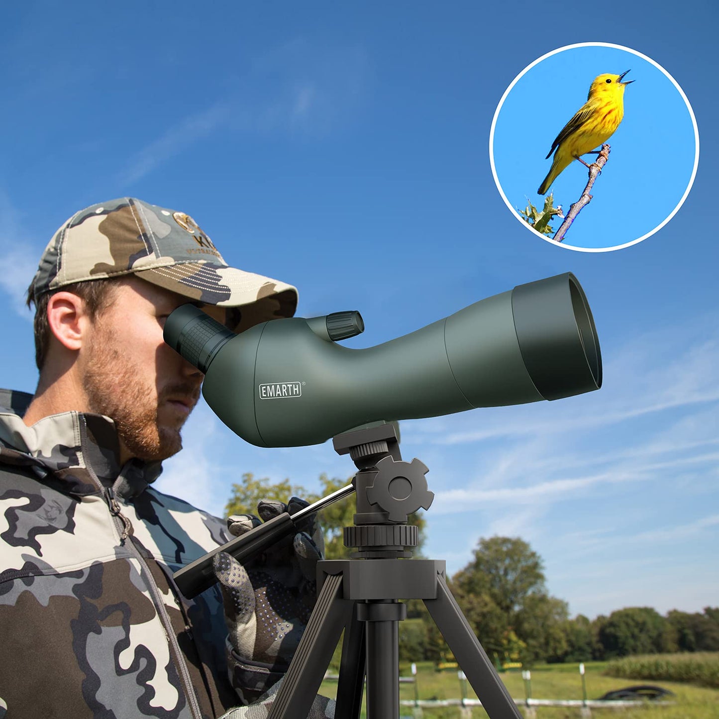 Emarth 20-60x60AE 45 Degree Angled Spotting Scope with Tripod, Phone Adapter, Carry Bag, Scope for Target Shooting Bird Watching Hunting Wildlife