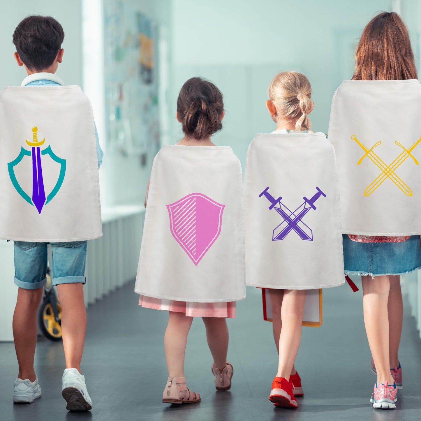 Blosssound 24 Pcs Hero Capes Crafts Canvas Blank Cape to Decorate DIY Hero Dress up Costumes for Kids Party VBS Activities