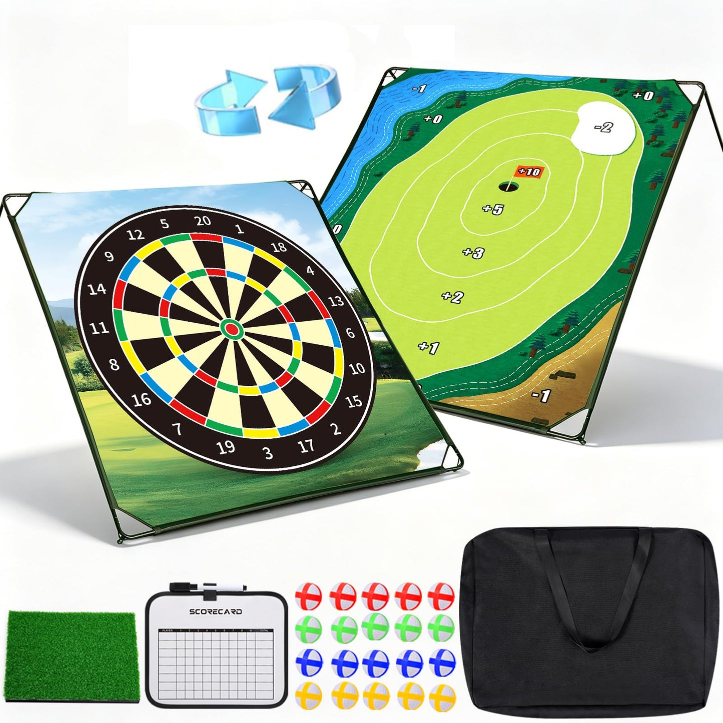 HOTWIND Golf Chipping Game Set with 71"x71" Double-Sided Chipping Mat & Sticky Balls Fun Indoor and Outdoor Backyard Games for Adults Perfect Golf Gifts - Golf Clubs are Not Included