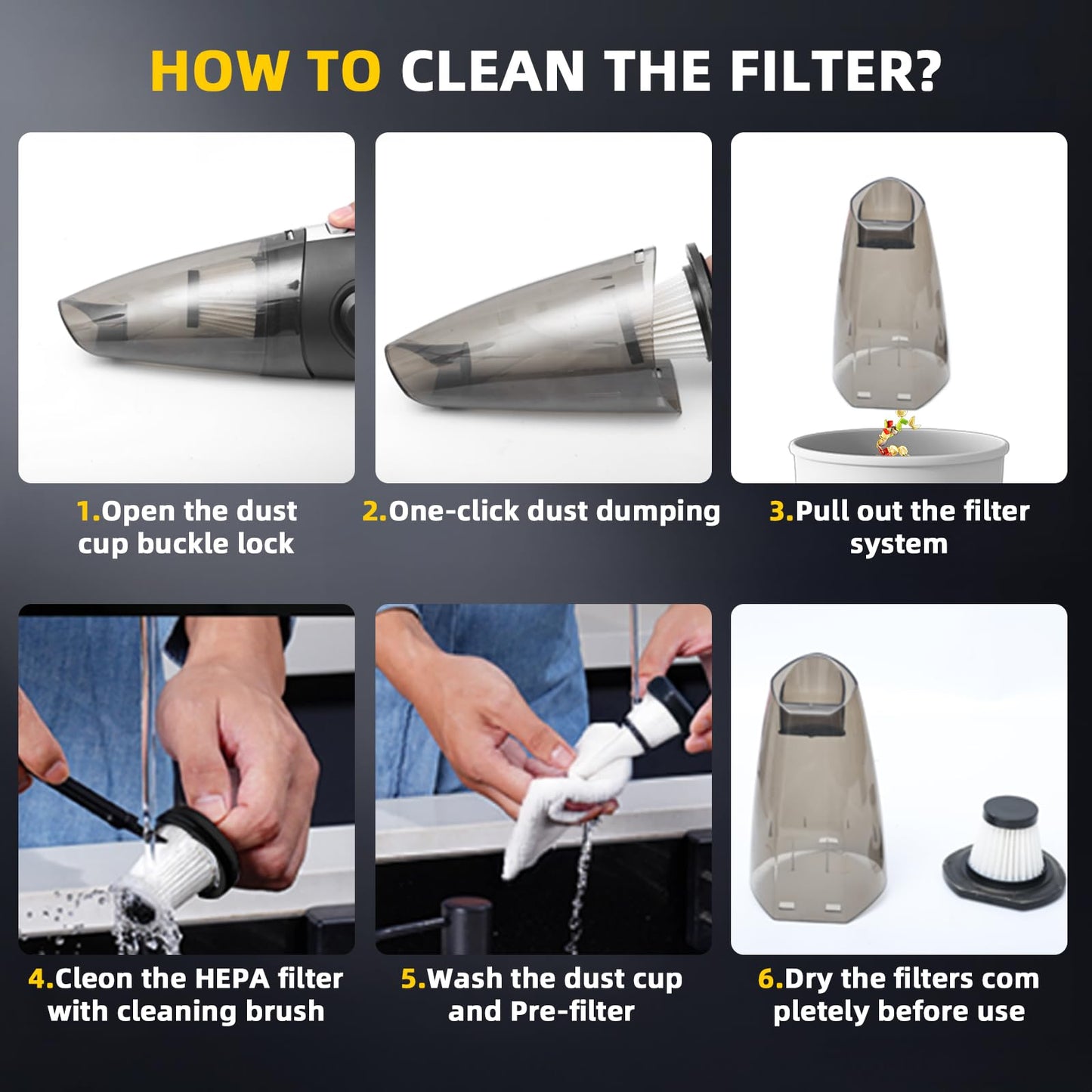 Silbingan Mini Vacuum Cleaner Cordless Handheld, Rechargeable Portable Car Vacuum with LED Light, Small Lightweight Hand Vacuum for Home, Pet Hair, Dust, Sofa, USB Charging