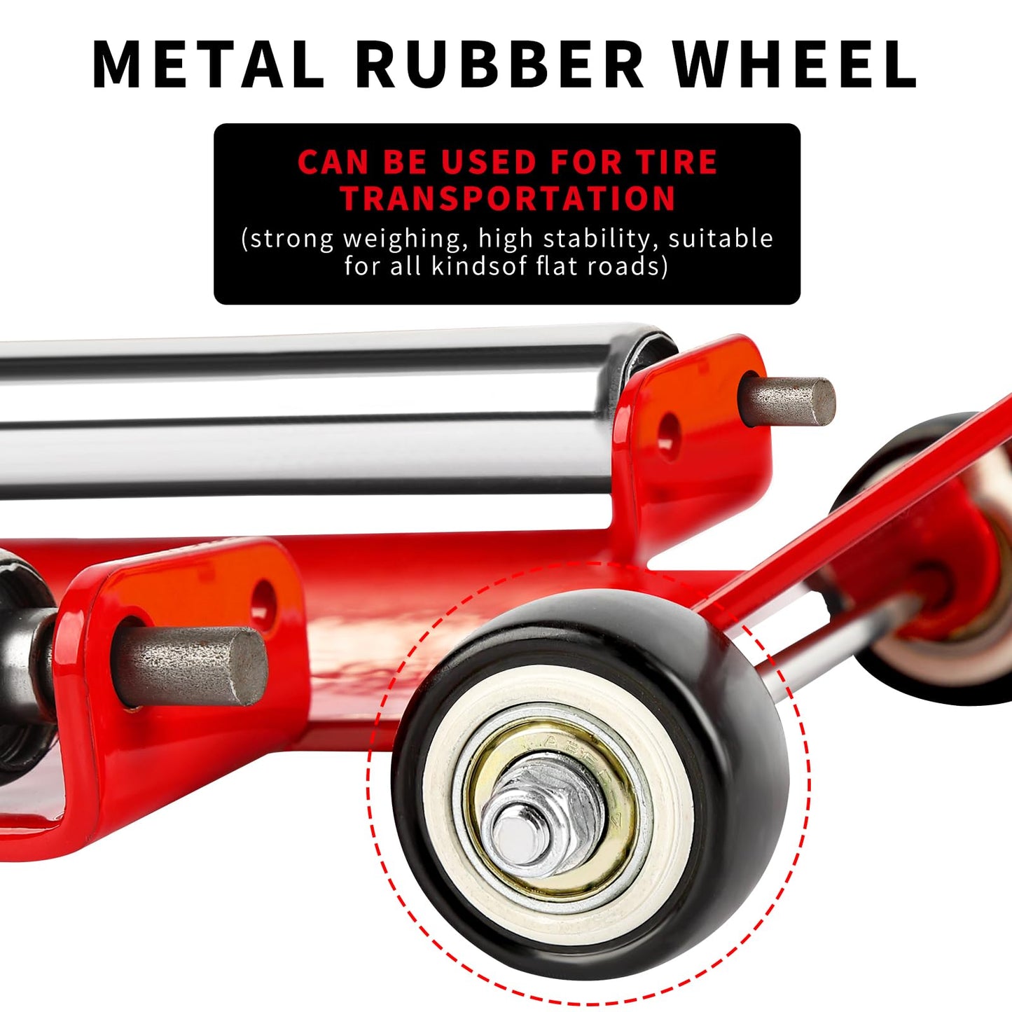 Upgraded Portable Effortless Tire Jack Tool, Removable Handle with Screw (Roller + Fixed Ramp Version)