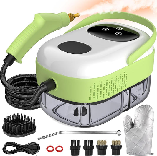 2500W Portable Handheld Steam Cleaner, Large Capacity 10s Fast Heating Steamer for Cleaning with 9 Pieces Accessories, Heavy Duty Plug-and-Play Steam Cleaner for Home|Car|Kitchen|Grout|Tile|More