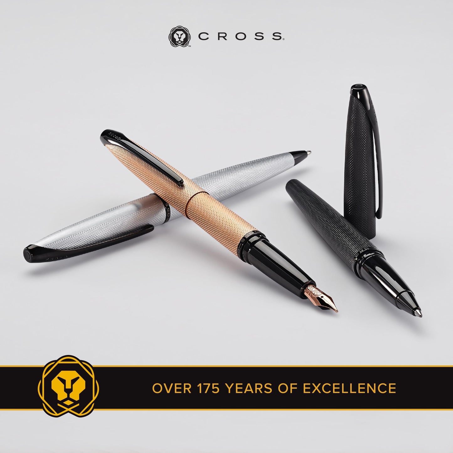 Cross ATX Brushed Rose Gold Ballpoint Pen - Refillable Pen for Smooth Writing - Black Ink - Comfortable Grip - Long-Lasting - Professional Office Supplies - Gift Box Included
