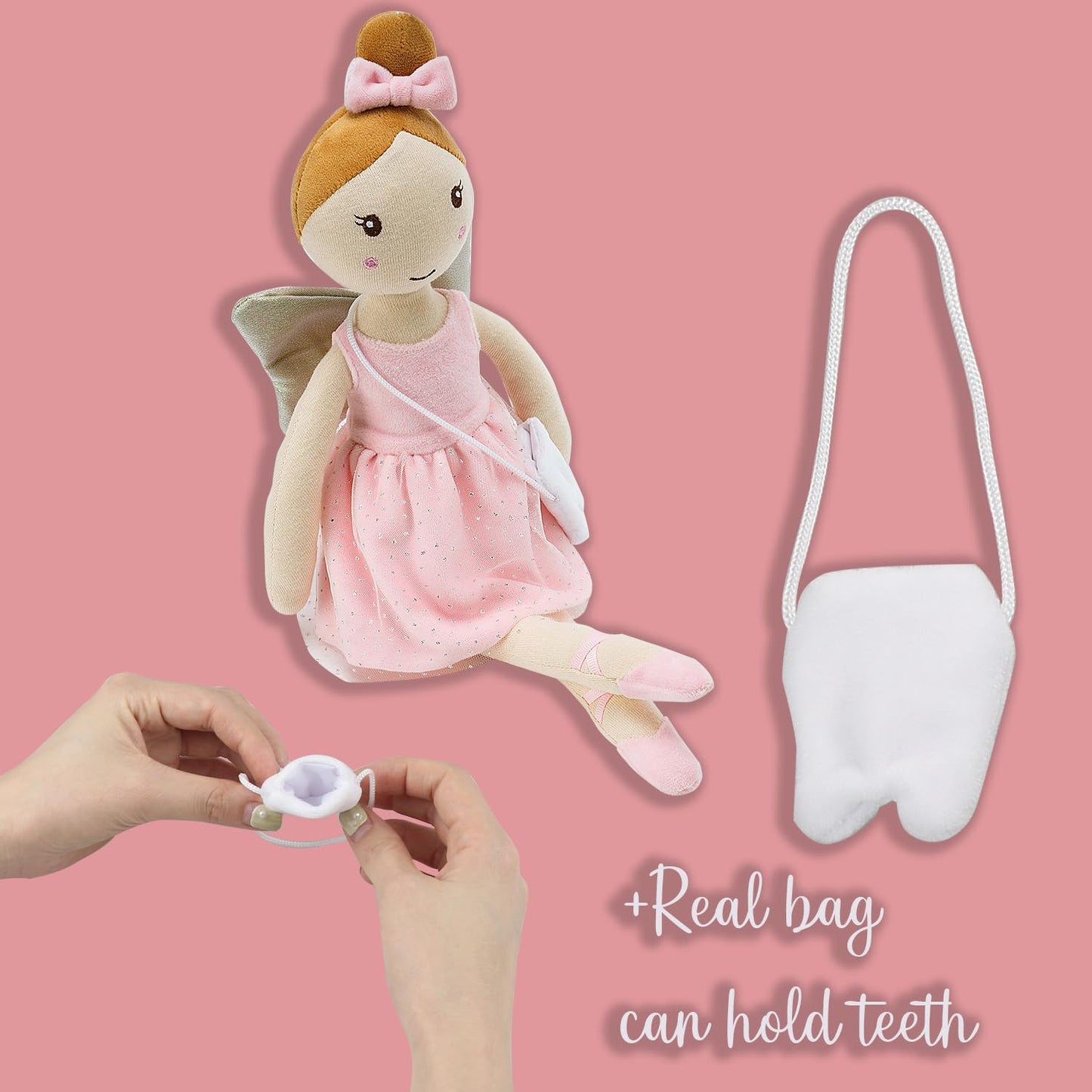 free-space Tooth Fairy Soft Plush Ballet Doll with Little Tooth Bag Christmas Holiday Birthday Gifts for Kids