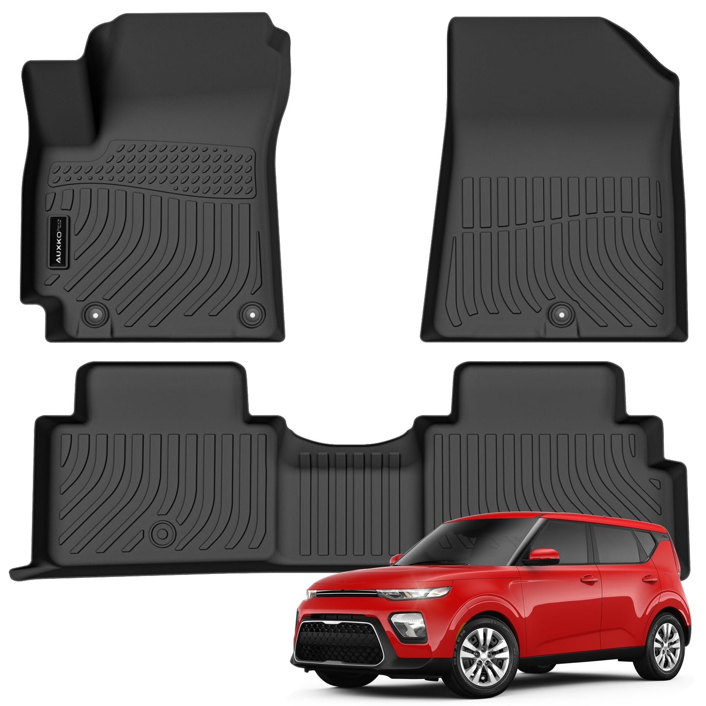 AUXKO All Weather Floor Mat Fit for Kia Soul 2026 2025-2020 TPE Rubber Liners Soul Accessories All Season Guard Odorless Anti-Slip Liner Black