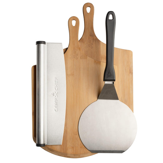 Camp Chef Pizza Accessories Kit - Includes 2 Pizza Peel, 1 Pizza Spatula & 1 Rocking Pizza Cutter - Premium Pizza Kit for Indoor or Outdoor Cooking