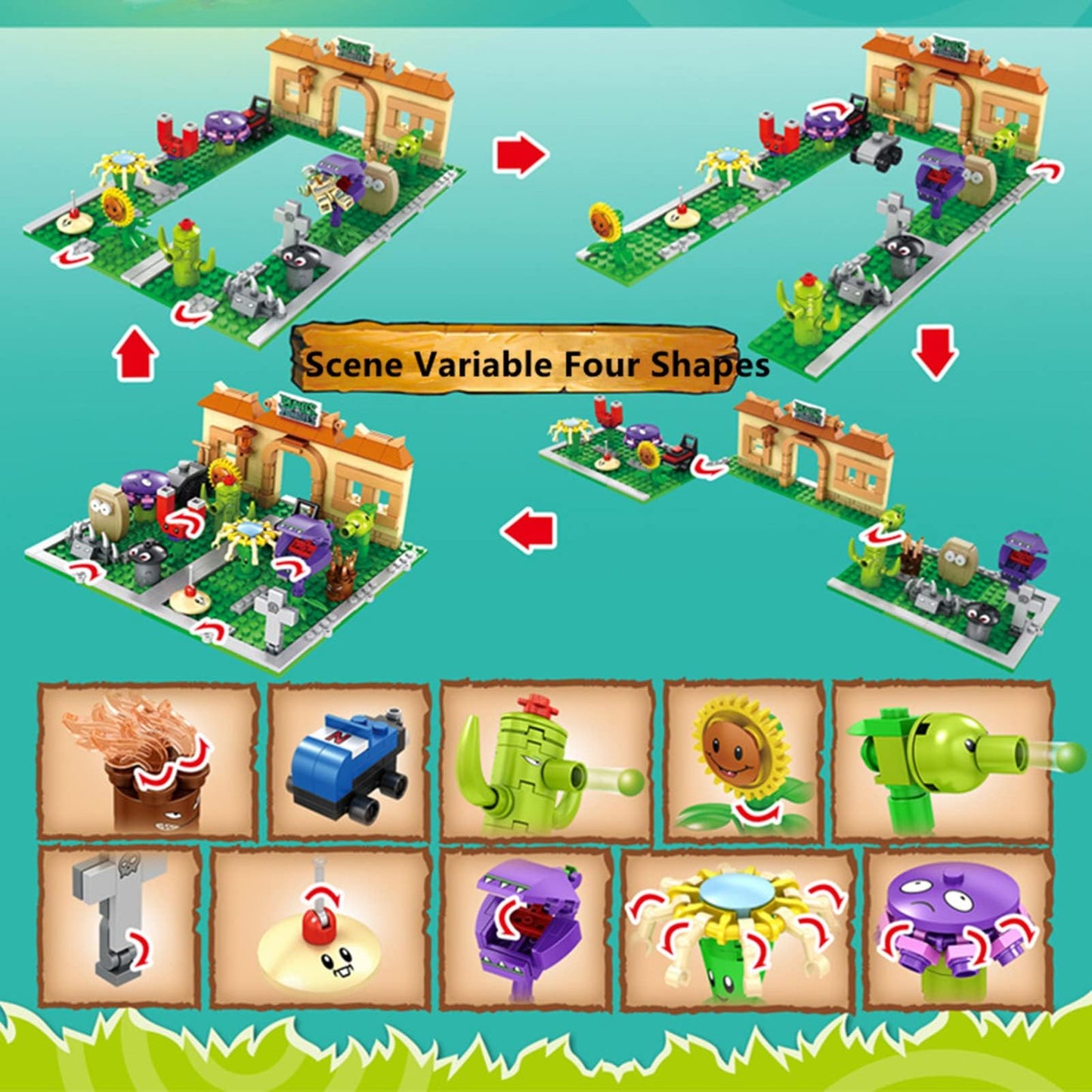 JHESAO Plants and Zombies PVZ Toys Assembly Action Figures PVZ Assemblable Toys Set 1 2 Series 687 PCS Great Gifts for Kids and Fans,Birthday and Christmas Party New