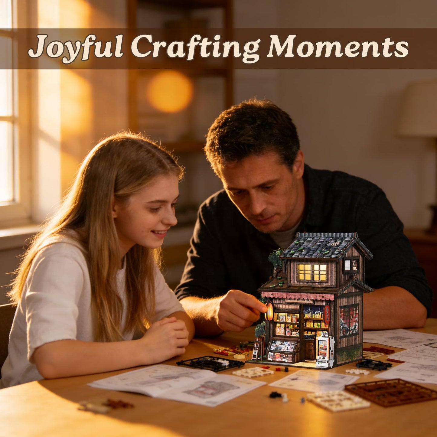 Book Nook Kit - Kasuga Grocery Store, 209 PCS DIY Miniature House 3D Wooden Puzzles for Adults, Dollhouse Tiny Booknook Bookshelf Decor, Stress Relief Craft for Enthusiasts Lovers Family & Friends