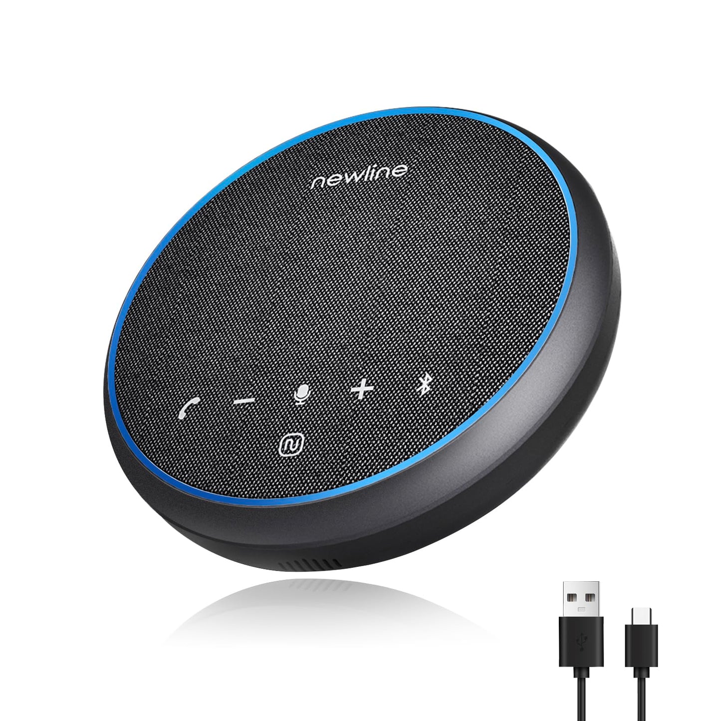 N newline Conference Speaker and Microphone, Bluetooth Speaker with Microphone, 360° Voice Pickup, AI Noise Reduction, Dual Connectivity, USB C Conference Room Microphone for Meetings, NewPie