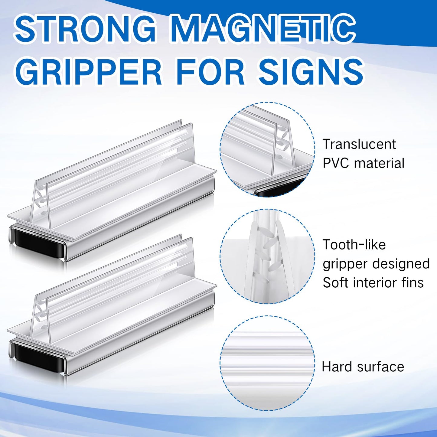Thyle 48 Pack Magnetic Sign Holder Grip Holder, Powerful Magnet, 3" Length, 1" Width, 1" Total Height for Retail Wall Display Store Vendor Event Warehouse and Shop Supplies, Clear