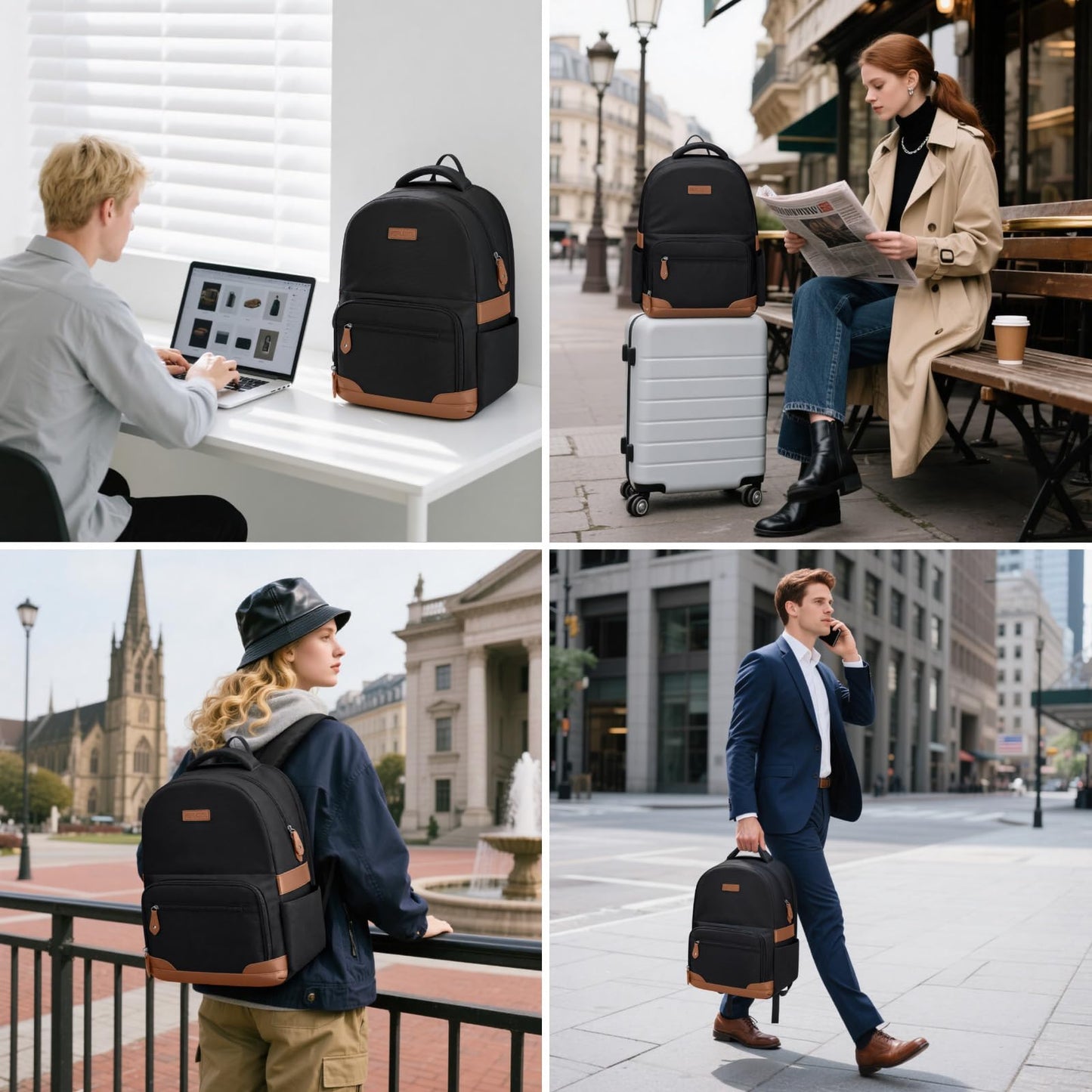 RealCool Laptop Backpack, 31L Travel Backpacks Gift for Women Men, Fits up to 15.6-17 Inch,Water Resistant College Bookbag, for School Business Trip (Black)