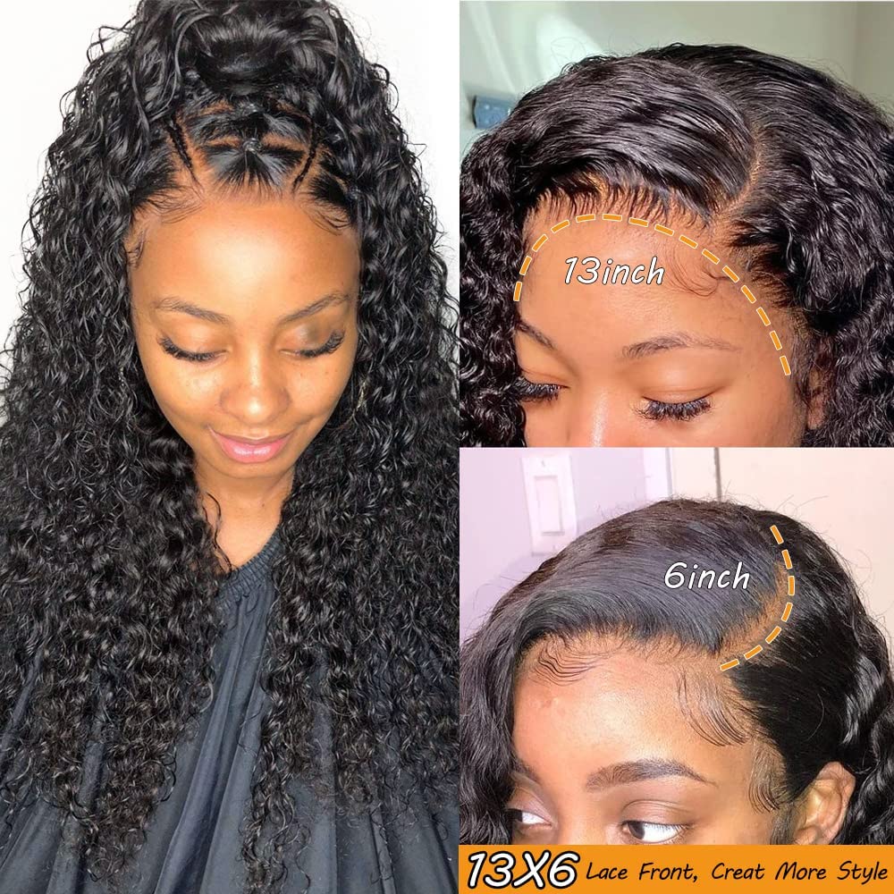 Ladoux Kinky Curly Lace Front Wigs 13x6 HD Lace Front Kinky Curly Wig for Women 180% Density Pre Plucked With Baby Hair Afro Kinky Curly Human Hair Wigs 20Inch Kinky Curly HD Lace Front Human Hair wig