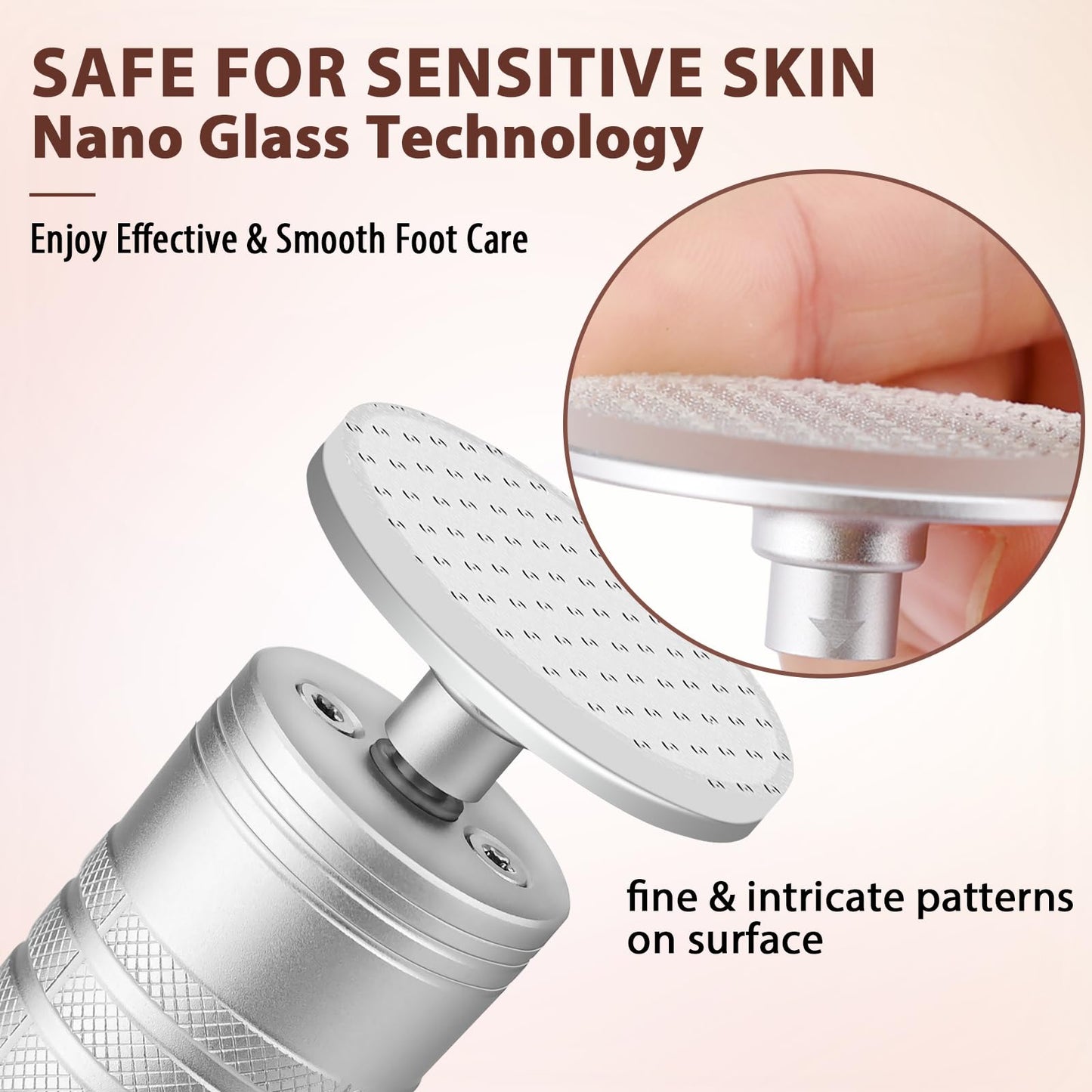 Kredioo Electric Foot Callus Remover 5 Nano Glass Nail File Grinding Heads and Sanding Bands Pedicure Tools for Feet Sensitive Skin Safe Adjust Speed R/F Direction Remove Calluses Dead Dry Skin