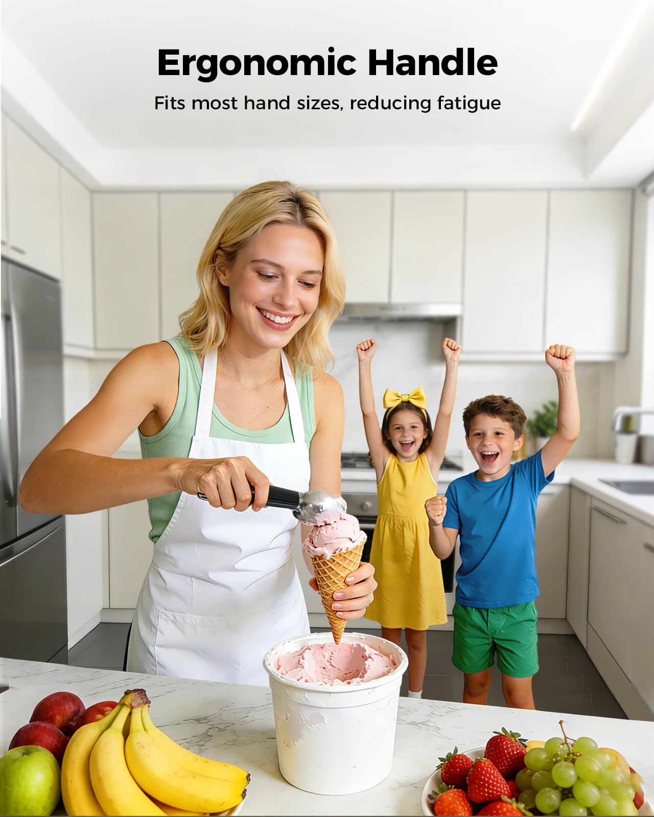 KYX Heated Ice Cream Scoop Rechargeable, Electric Ice Cream Scoop with 3-Level Heat 95-158°F, LED Display, IPX6 Waterproof, 3200mAh Battery, Easy Scoop for Hard Ice Cream, Gelato & Frozen Desserts
