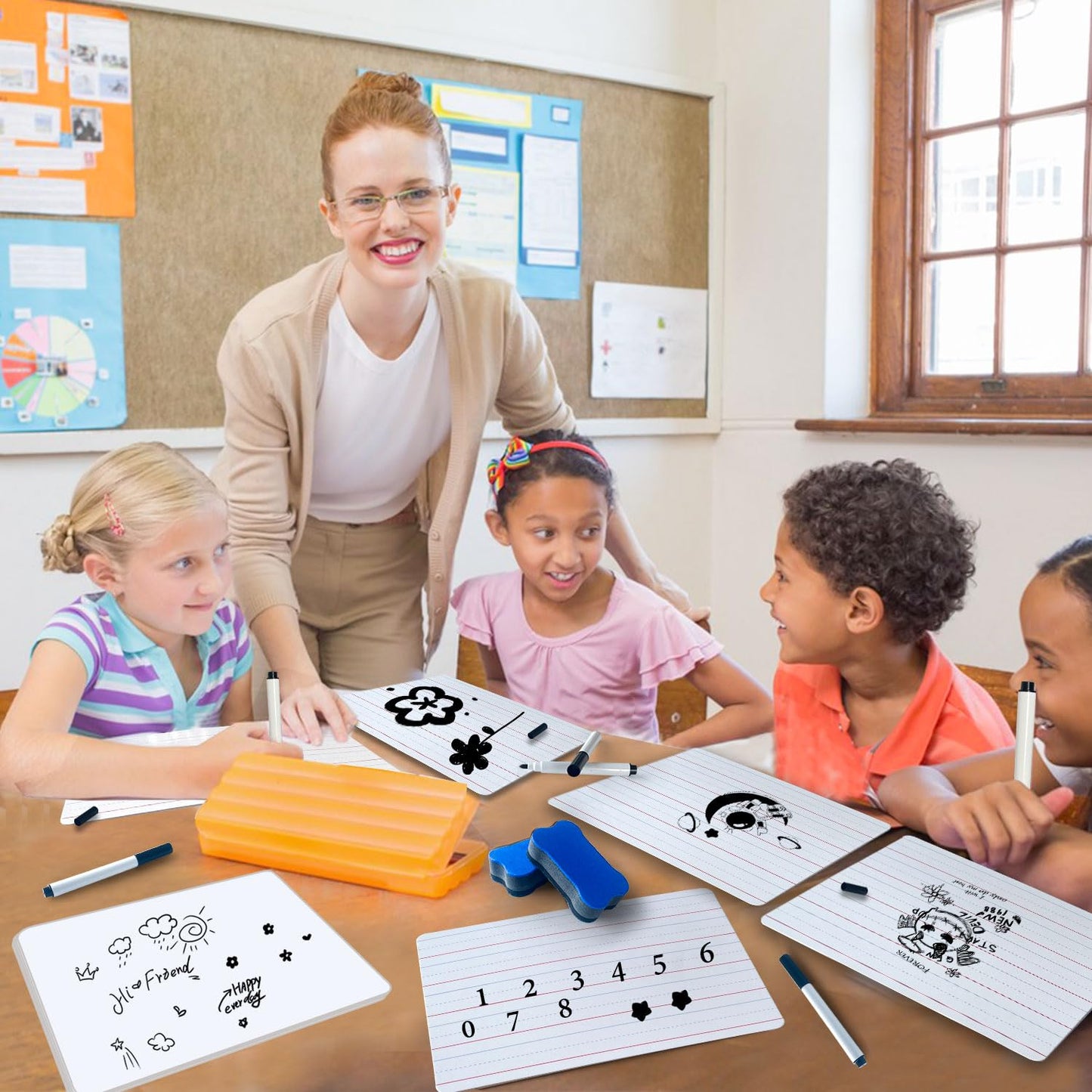 24 Pack Dry Erase Boards, 9"x12" Double Sided Whiteboards Small Whiteboards with Lines for Students, Kids, Teacher Classroom, Mini Portable White Boards with 24 Makers, 24 Erasers