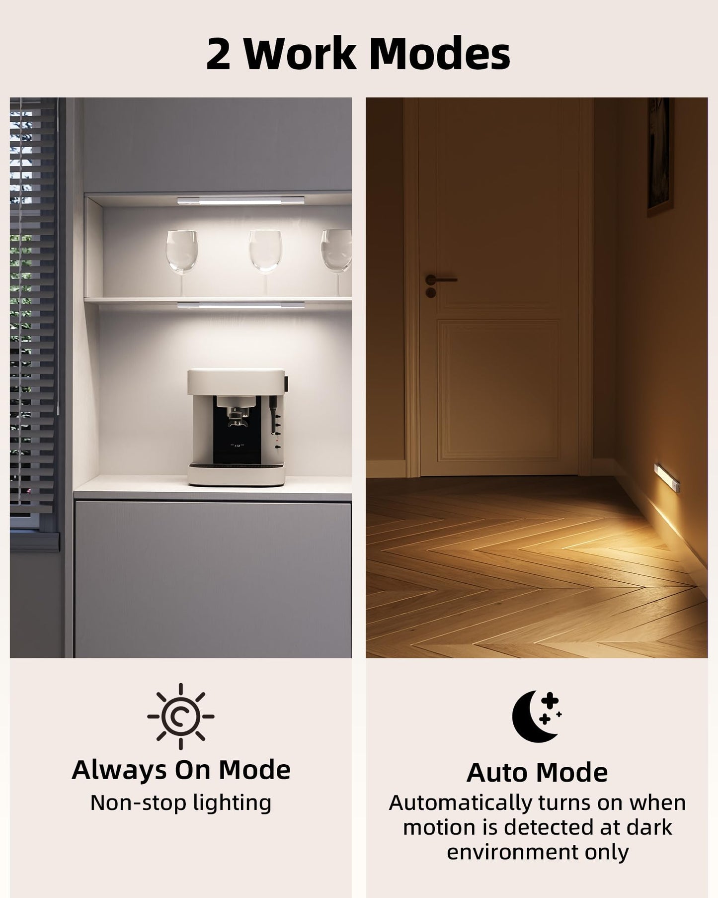 EZVALO 6-Pack Under Cabinet Lighting, Wireless Closet Lights, 50 LED Rechargeable Motion Sensor Light, Dimmable, 3 Color Temperatures, 11.8 inch Counter Lights for Kitchen, Pantry, Bedroom, Wardrobe