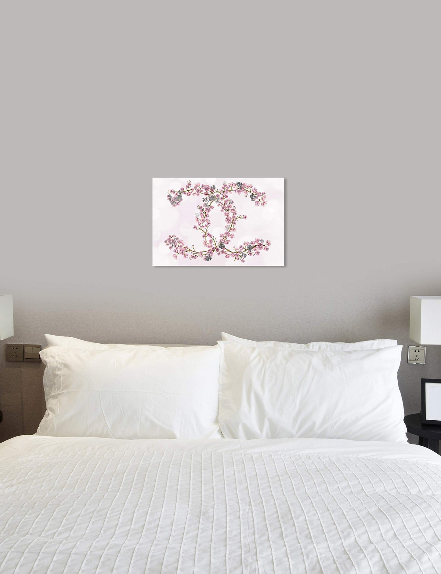 The Oliver Gal Artist Co. Fashion and Glam Wall Art Canvas Prints 'Sakura Love Silver' Home Décor, 30" x 20", Pink