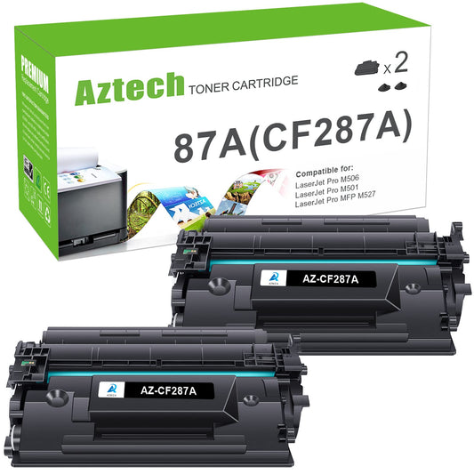 Aztech Compatible Toner Cartridge Replacement for HP 87A CF287A 87X CF287X Enterprise M506 M506dn M506n M506x Pro M501 M501dn M527 M527dn Printer (Black, 2-Pack)