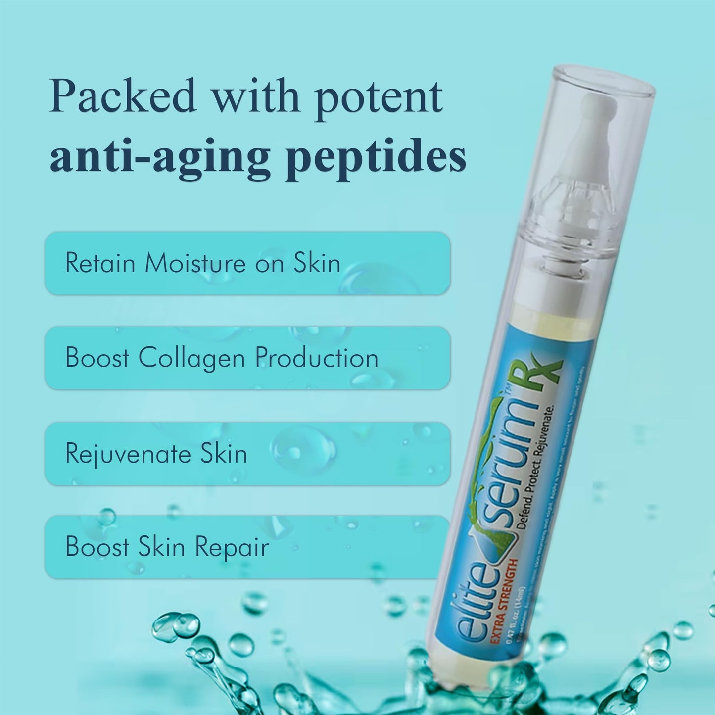 Elite Serum Rx - Anti Aging Under Eye Serum for Dark Circles and Puffiness with 7 Patented Peptides - Extra Strength Eye Lifting and Firming Serum for Wrinkle Repair and Eye Bags Treatment