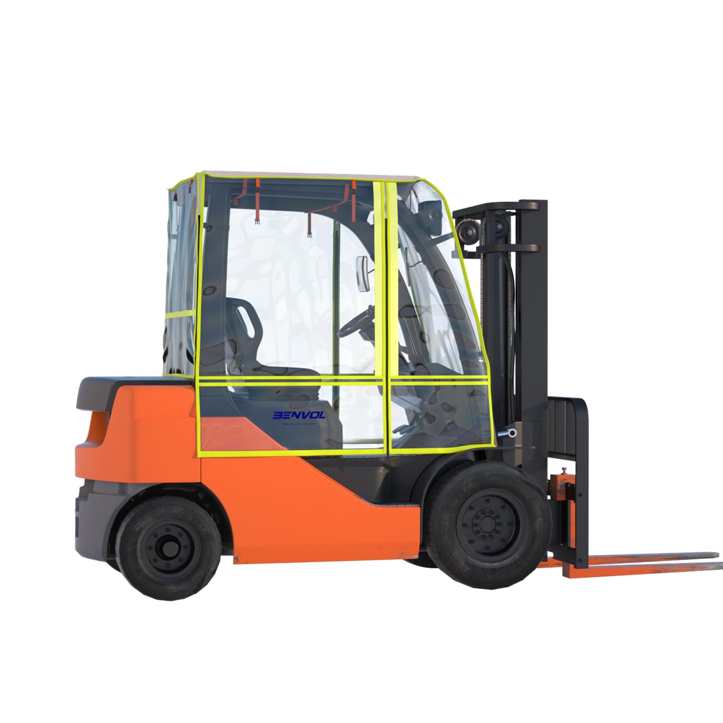 BENVOL Forklift Cover, All-Weather Use, Universal Type,0.5mm EVA Transparent Material,600D Silver-Coated Oxford,Waterproof, Windproof, Dustproof and UV-Proof, Fit 6000 Lbs (4Side-clear)