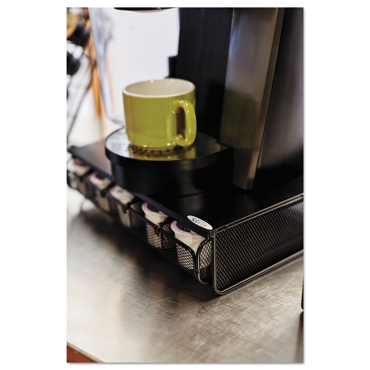 Safco Coffee and Sugar Organizer 3274BL Hospitality Tray, Home, Office, & Hotel, 1 Drawer, Black, 12"W x 11"D x 3 ¼"H