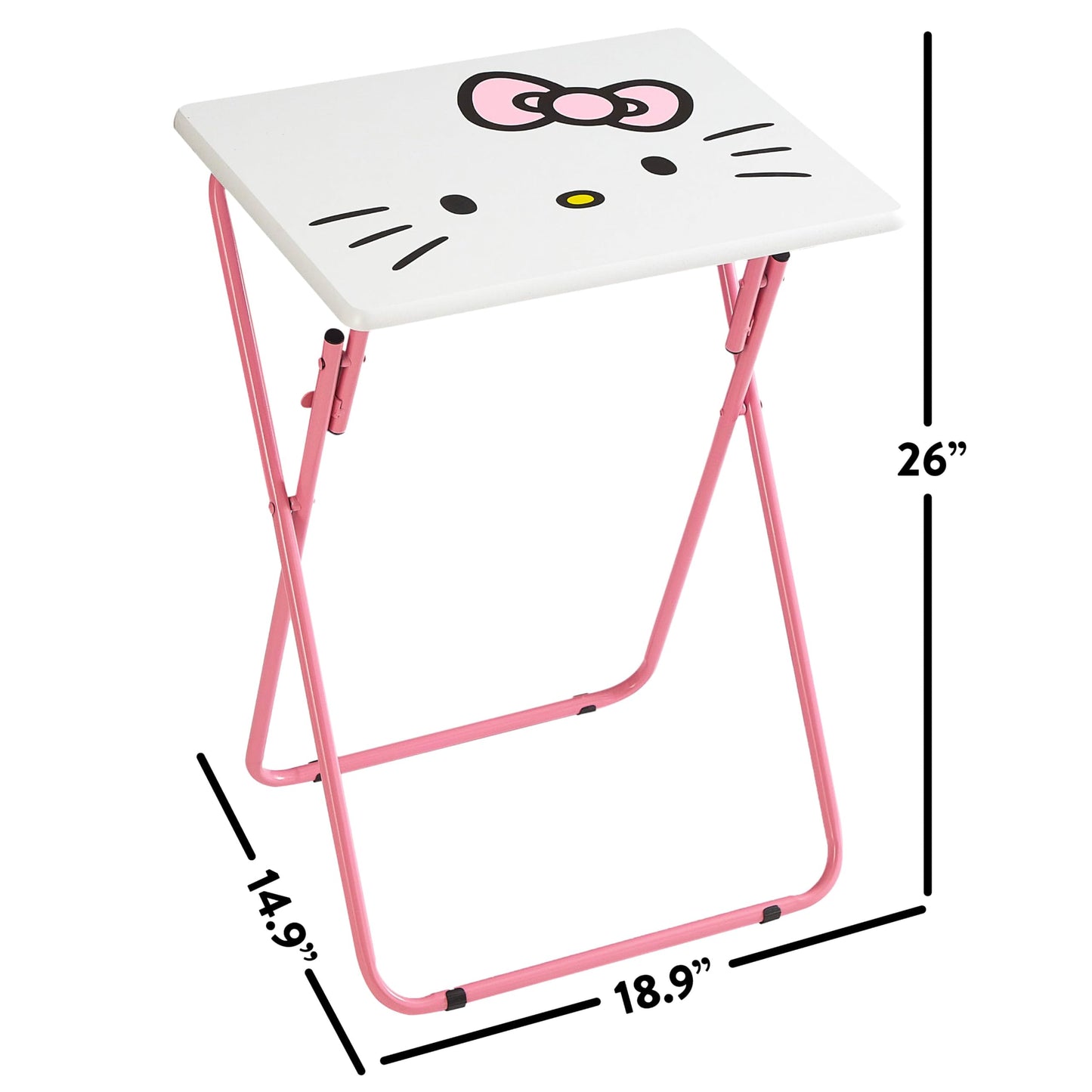 Sanrio Hello Kitty Folding Tray Table,Portable Snack & Laptop Table, Compact Space-Saving Design for Kids & Teens, Lightweight Indoor Table for Bedroom, Dorm, or Playroom