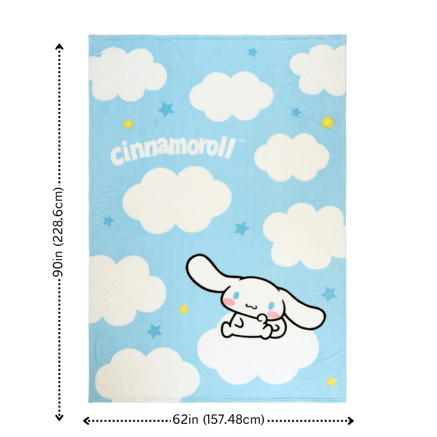 Cinnamoroll Bedding Super Soft Cozy Blanket, 62 in x 90 in, Kawaii Collectible Gift, (Officially Licensed Product) by Franco