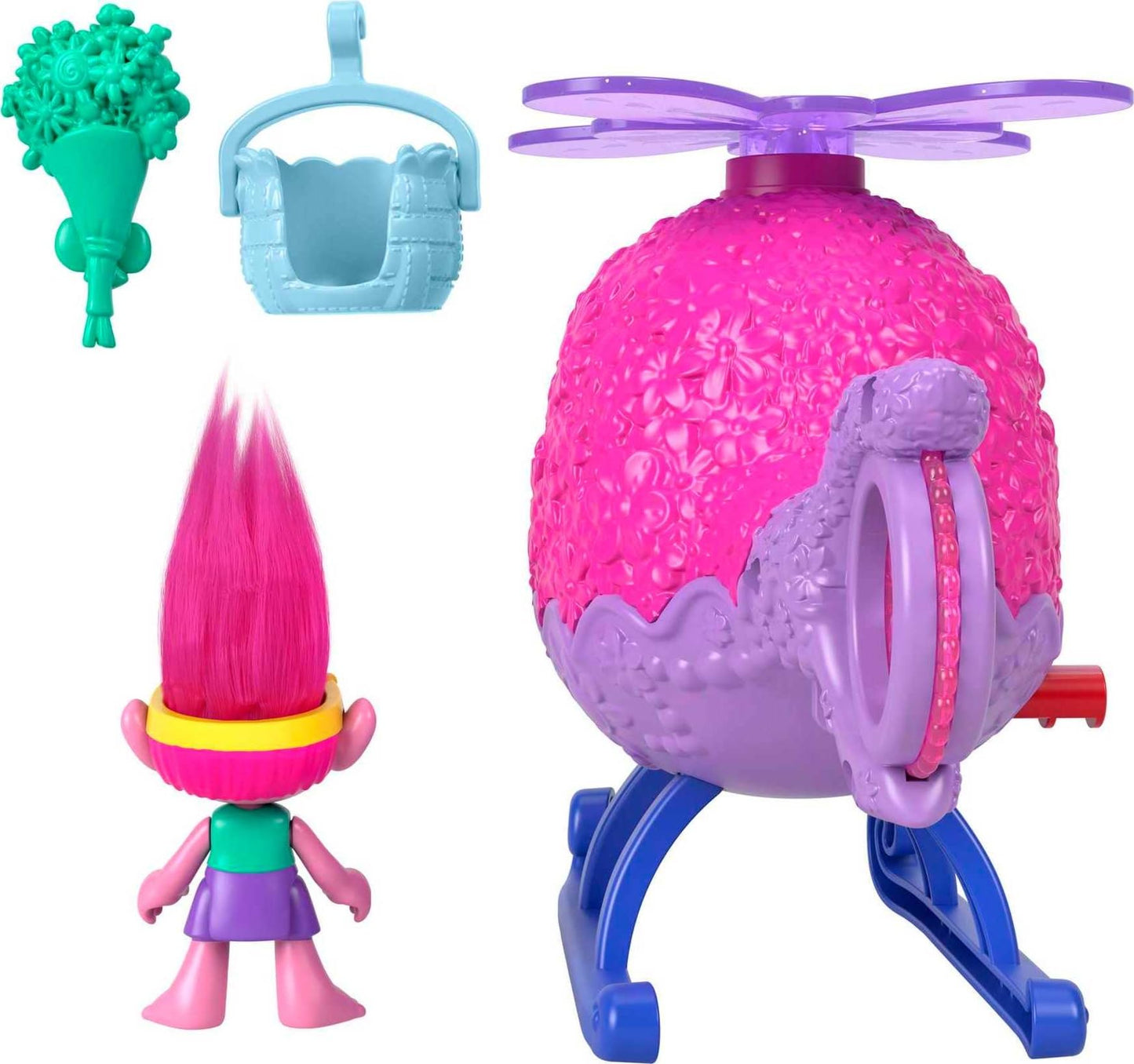 Fisher-Price Imaginext DreamWorks Trolls Toys Poppy's Copter, Helicopter & Figure Playset for Pretend Play Kids Ages 3+ Years