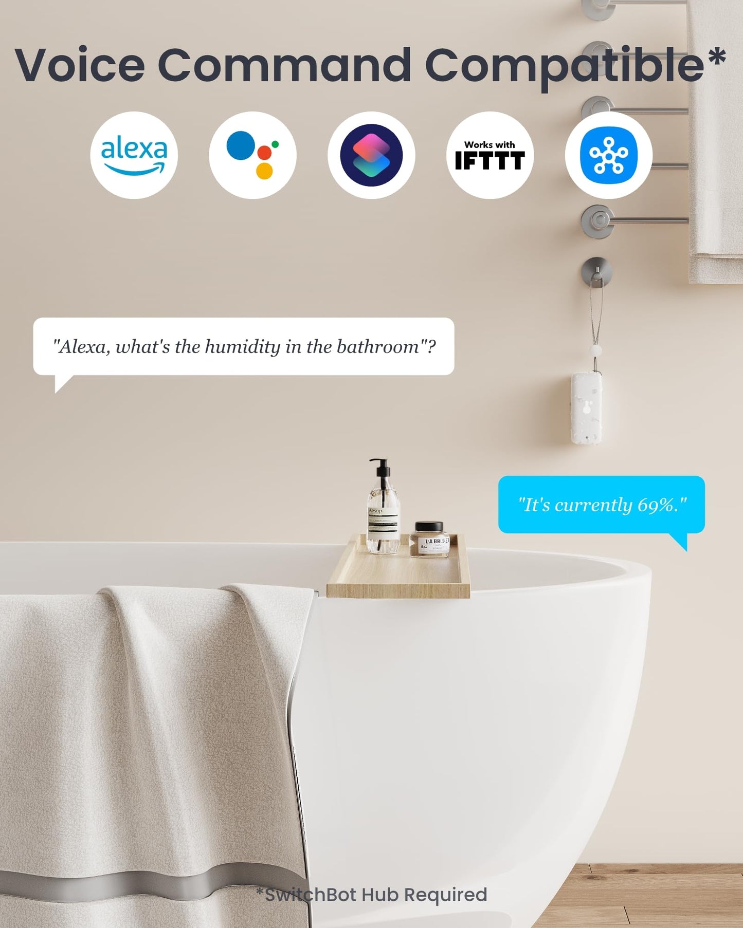 SwitchBot WiFi Thermometer 3 Pack with Hub Mini (Matter Enabled), IP65 Indoor Outdoor Humidity Meter, Humidity/Temperature/Dewpoint/VPD/Absolute Humidity Sensor with Smart Alerts, Works with Alexa