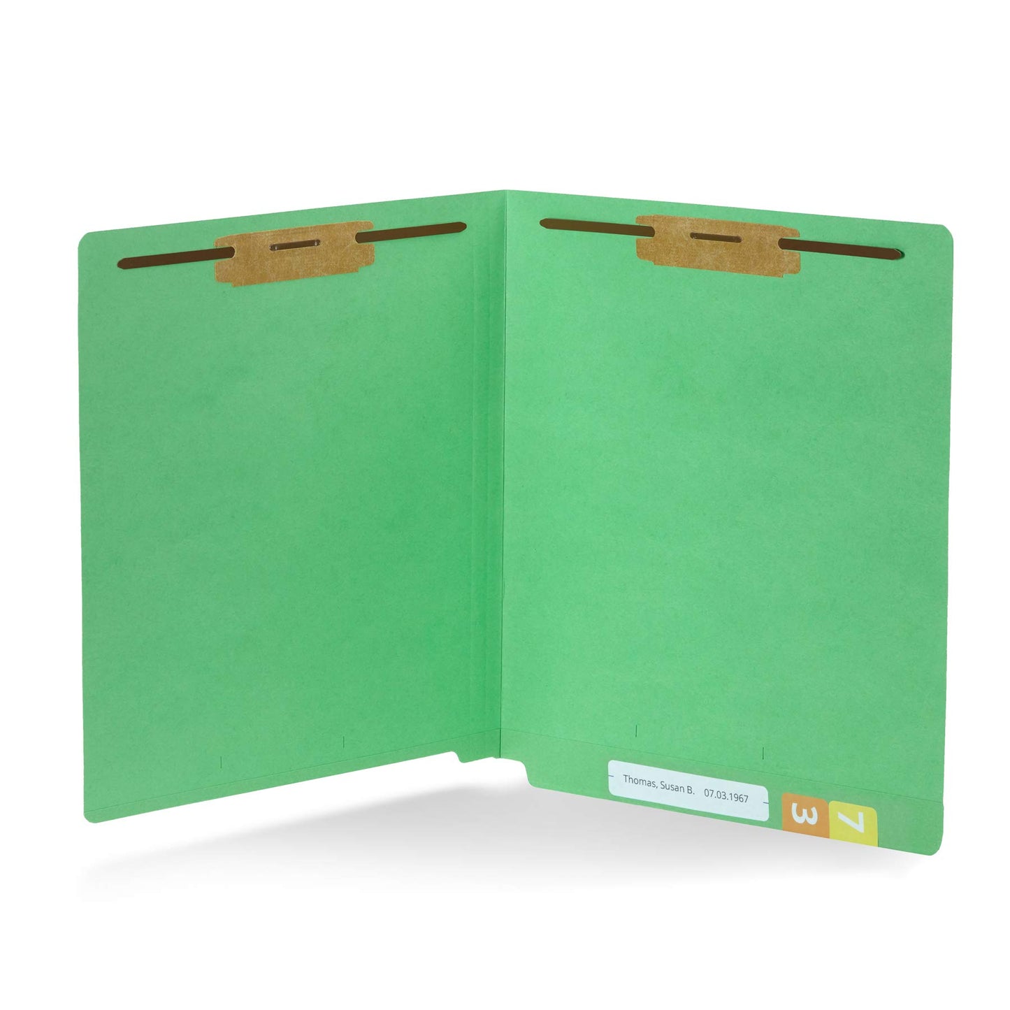 50 Green End Tab Fastener File Folders - Reinforced Straight Cut Tab - Durable 2 Prongs Designed to Organize Standard Medical Files, Receipts, Office Reports, and More - Letter Size, Green, 50 Pack