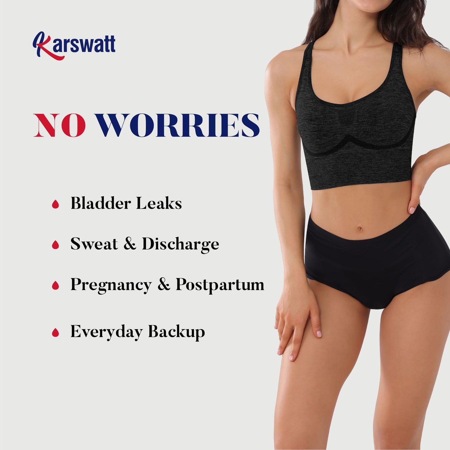 KARSWATT Washable Women High Rise Urinary Incontinence Underwear Leakproof Postpartum Panty Bladder Leak Protection 3 Pack(Large, Black)